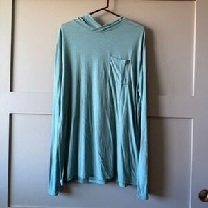 Cariloha Bamboo Tunic Hoodie Womens XL Aqua Blue Long Sleeve Pocket Pullover‎